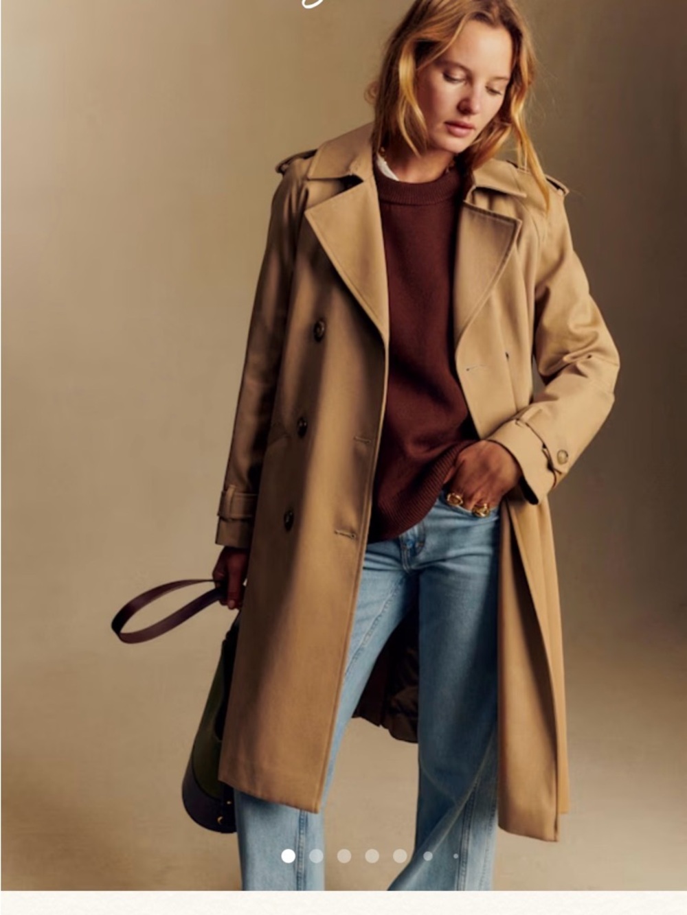 Sezane Scott Trench Coat Camel Size 10 42